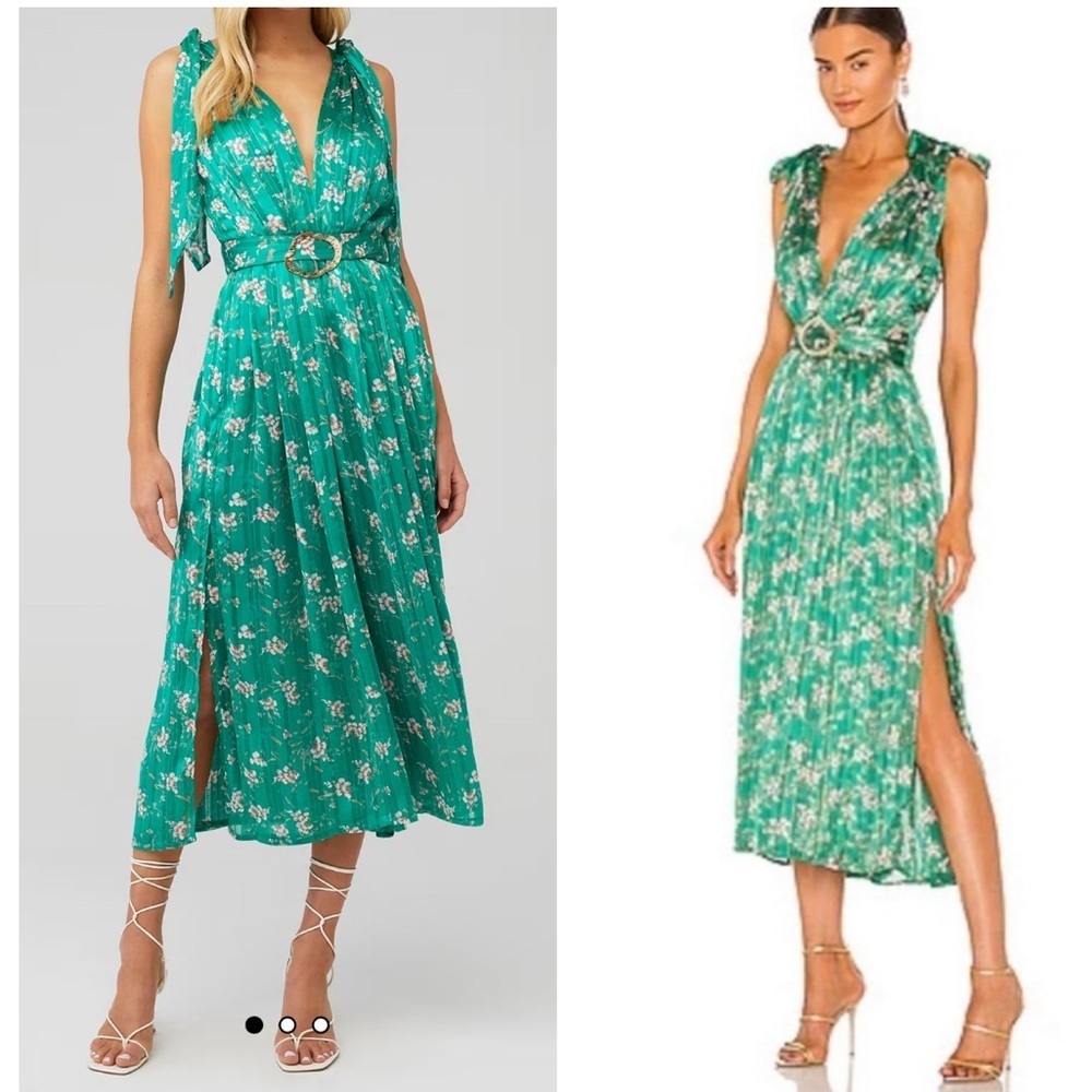 Sabina Musayev Green Floral Midi Dress